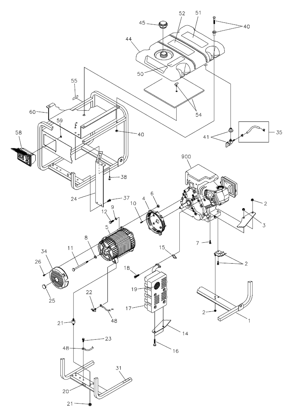 Main Unit (197647) Diagram and Parts List for 030215-1-G56000  Briggs and Stratton Generator